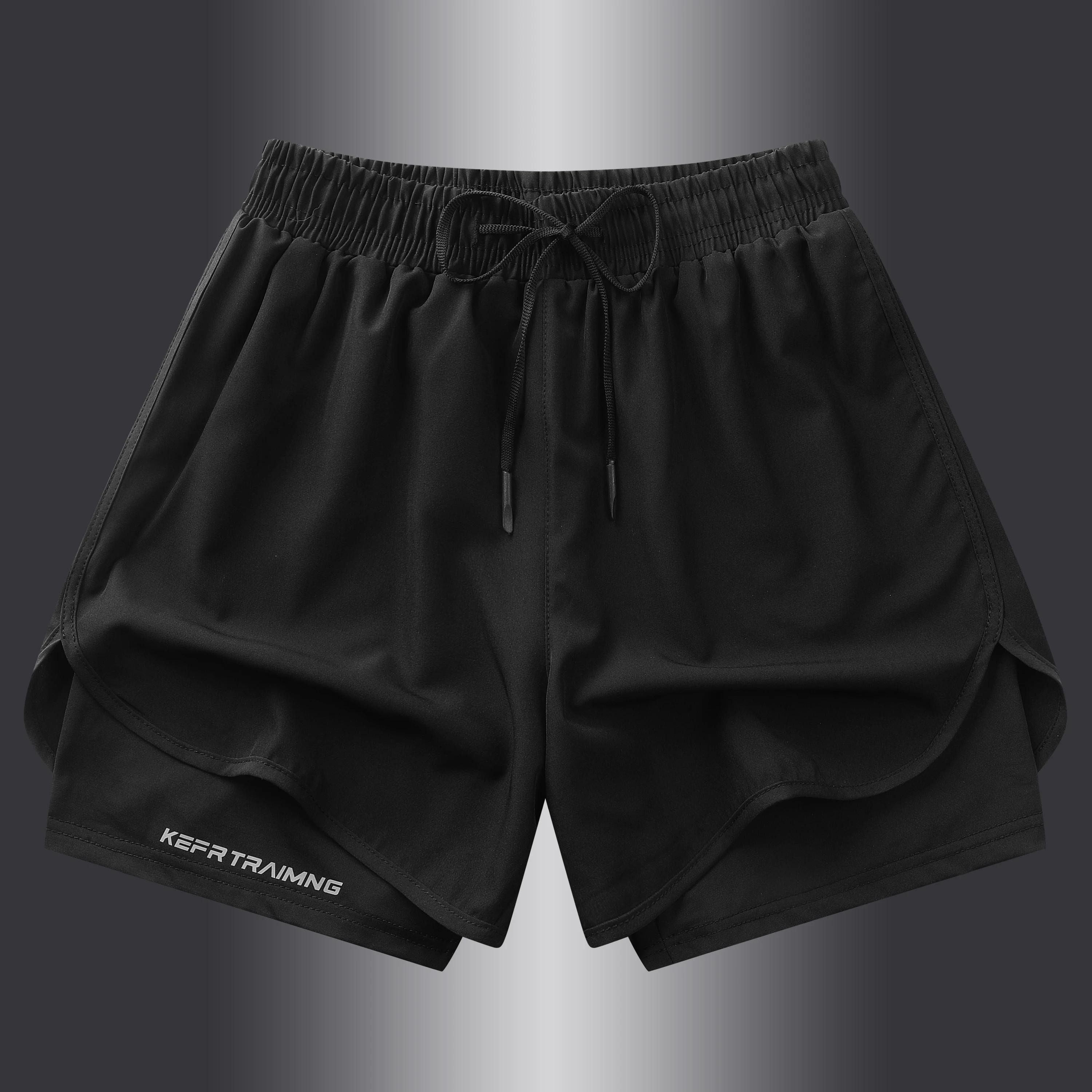 Shorts de sport d'été faux deux pièces, pour hommes et femmes, séchage rapide, trois quarts de long,