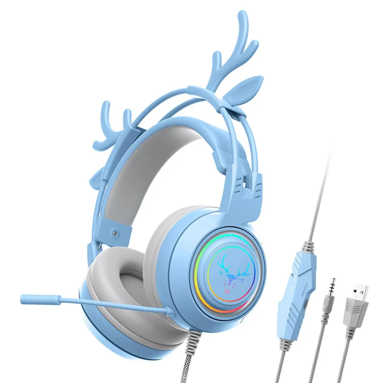 Casque de jeu filaire avec microphone rotatif, poignées amovibles, écouteurs Antlers, stéréo, ordina