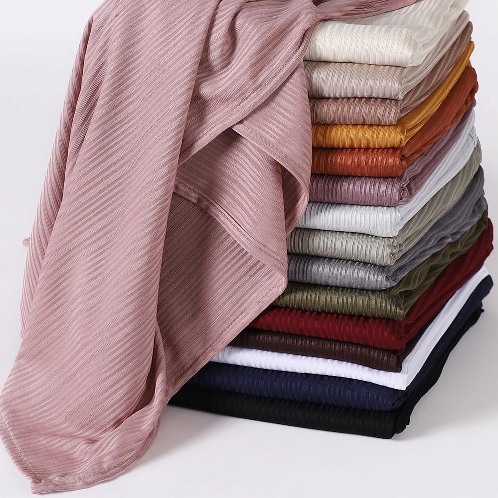 Jersey côtelé Hijab musulman plaine écharpe crêpe Hijab écharpe doux châles islamiques enveloppes ba