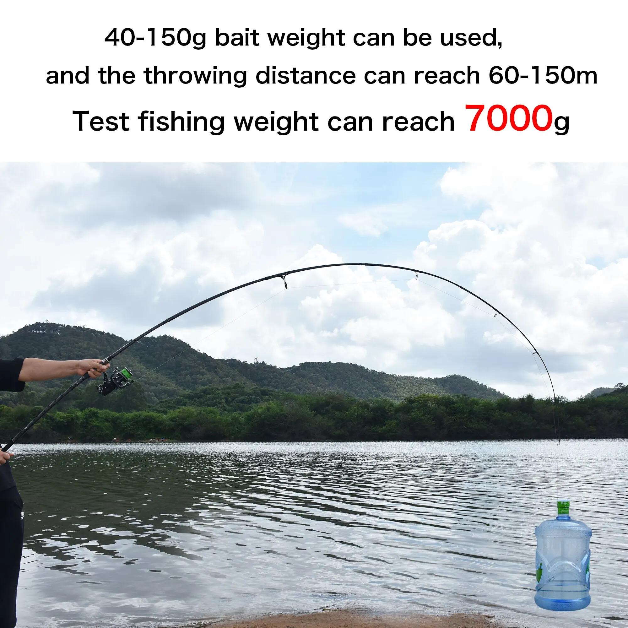 BIUTIFU 2 pointes canne à pêche carpe 3.5lb 7 Sections 4.2/3.6/3.0m 30t fibre de carbone voyage lanc