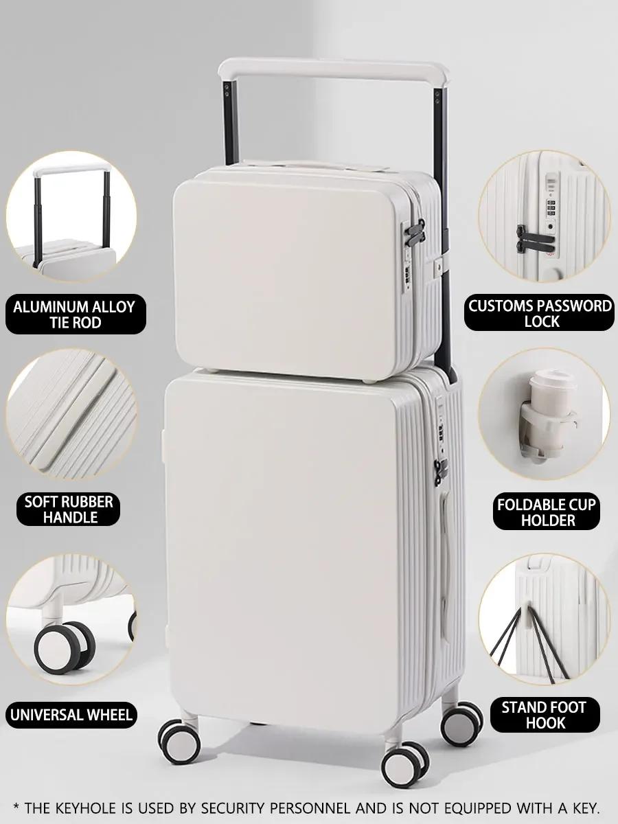 Ensemble de bagages 20+14"24+14" avec USB et porte-gobelet TSA Lock 360 °   Roues crochet de pied su