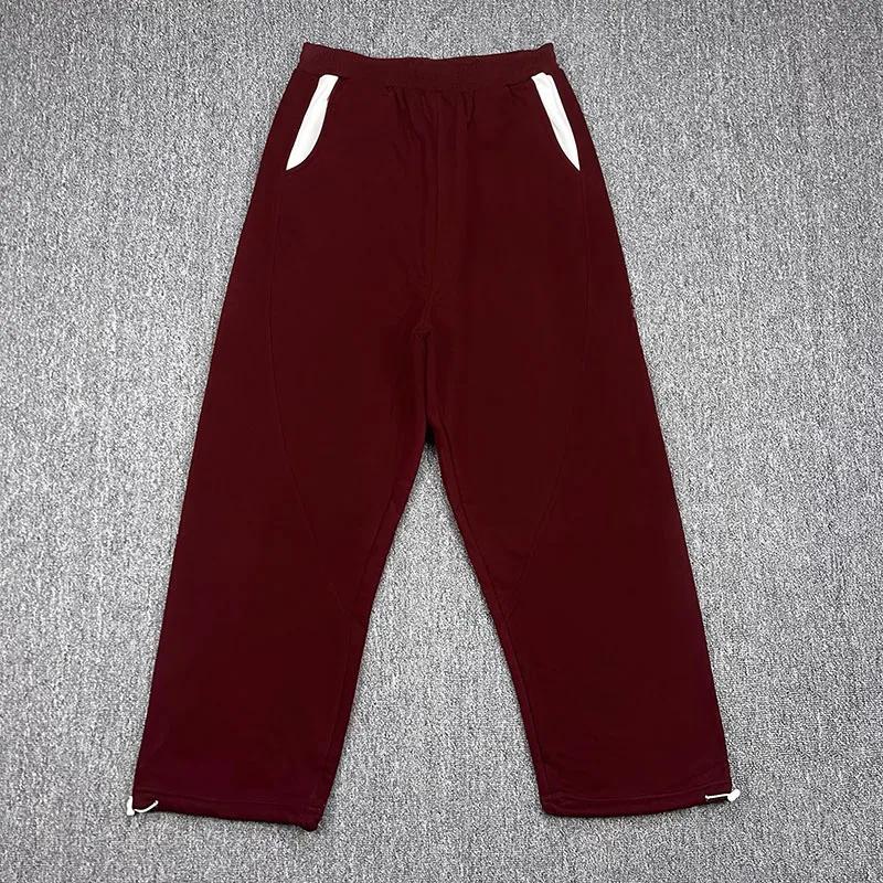Sweat à capuche unisexe décontracté 100 % coton rouge bordeaux patchwork avec broderie logo classiqu
