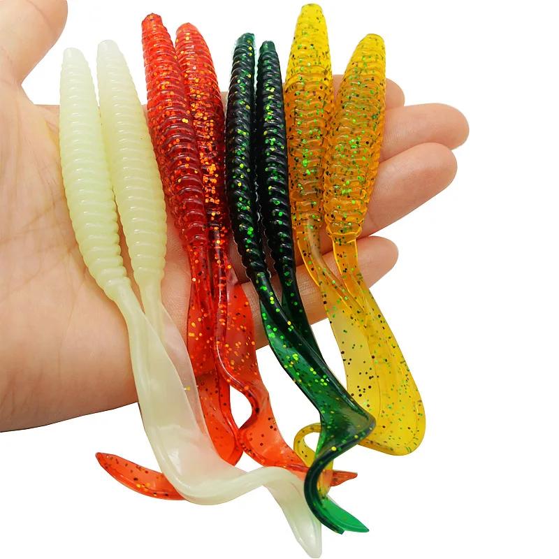 JYJ-Leurre de pêche à longue queue, appât souple, 13cm, 6g, filetage simple, faucille T64.Worm ove b
