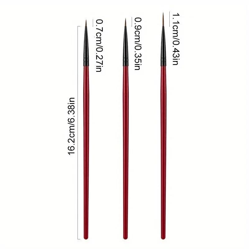Pinceau de peinture pour Nail Art, 3 pièces/ensemble, stylo à dessin de ligne à fines rayures, point