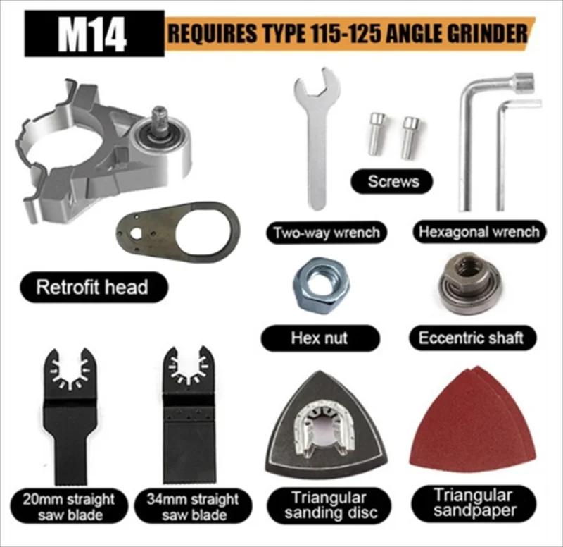 Meuleuse d'angle conversion jeu de têtes universelles 115 125 Type adaptateur M14 multifonction élec