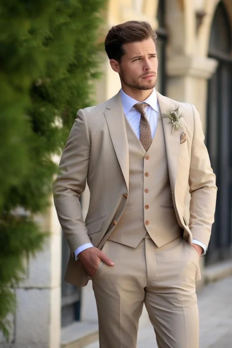 Costumes de Mariage de smoking 3 pièces pour hommes, vêtements de marié sur mesure, Costume formel à