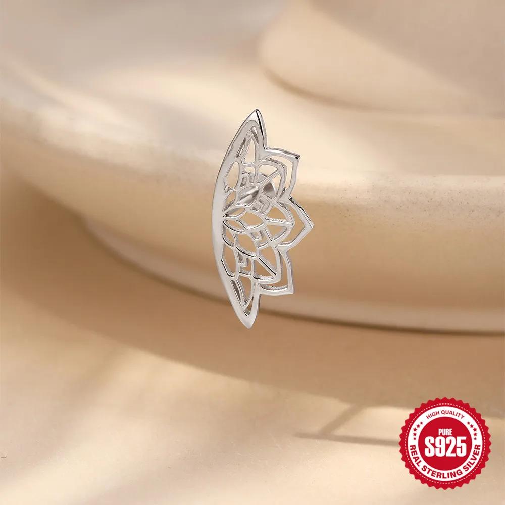ROXI 1 PC 925 en argent Sterling 1 pièce brillant creux Lotus Piercing boucles d'oreilles pour femme
