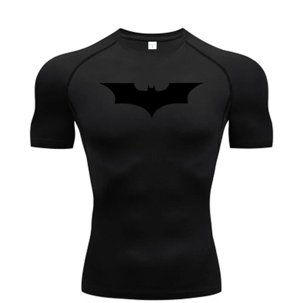 Chauve-souris imprimé hommes T-Shirt serré course Compression Compression T-Shirt salle de sport Fit