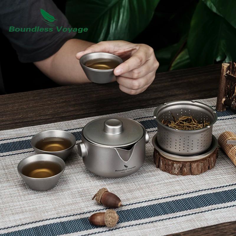 Boundless Voyage-Tasse à café à double paroi, théière en titane avec couvercle et filtre, théière ul