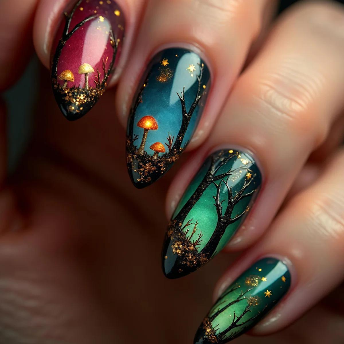 24 faux ongles en amande mi-longs avec motif rayé bleu, à presser, pour femme, amovibles, couvrance 