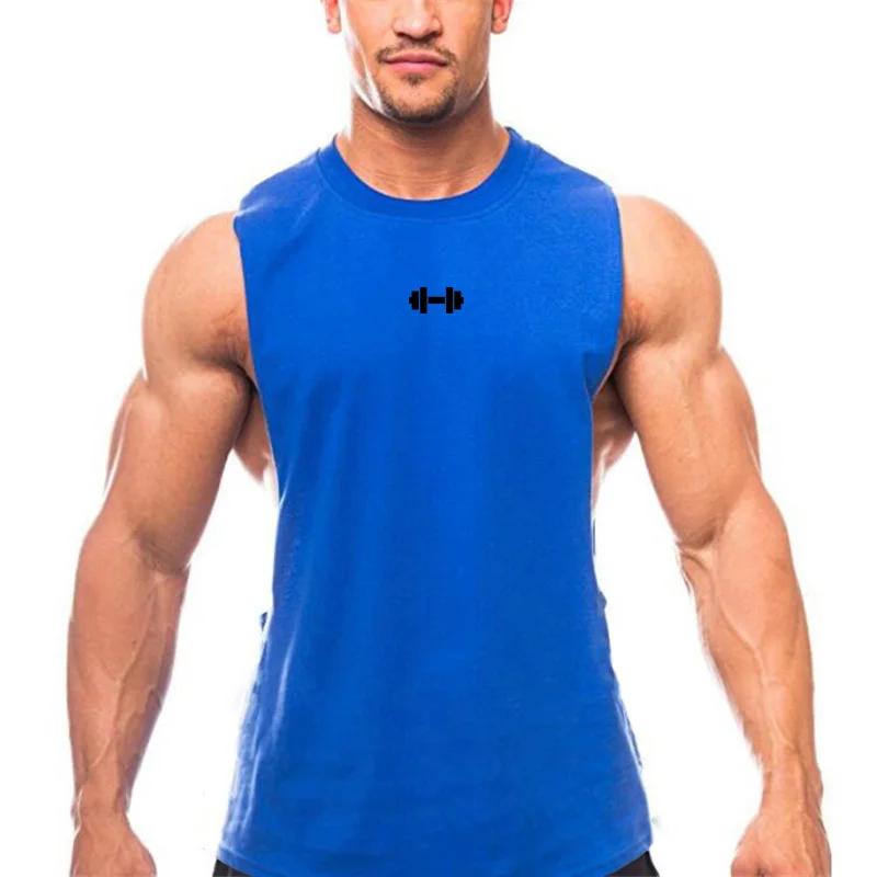 Gilets d'entraînement de Fitness en coton respirant fentes latérales débardeurs hommes musculation M