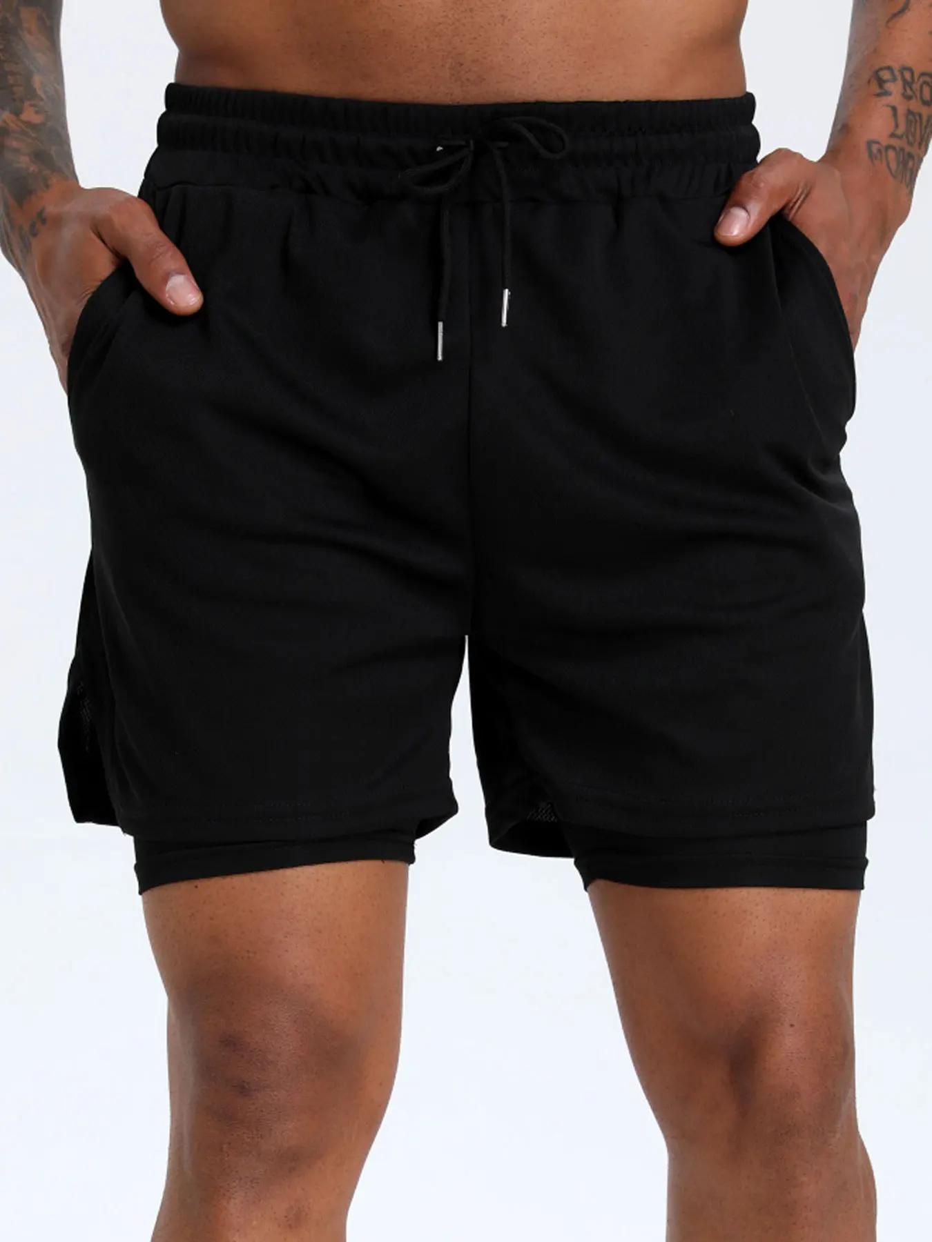 Short course homme 2 en 1 compression - Poche sécurisée pour salle de sport et entraînement intensif