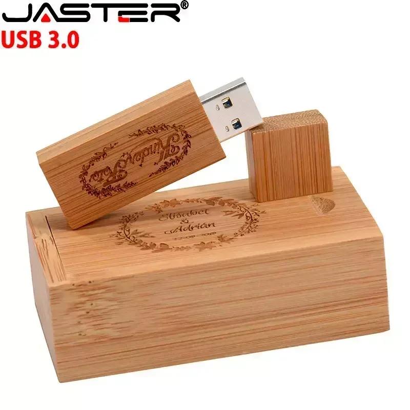 JASTER Lot de 10 clés USB 3.0 en bois, 128 Go, avec logo personnalisé gratuit, clé USB 64 Go, clé US