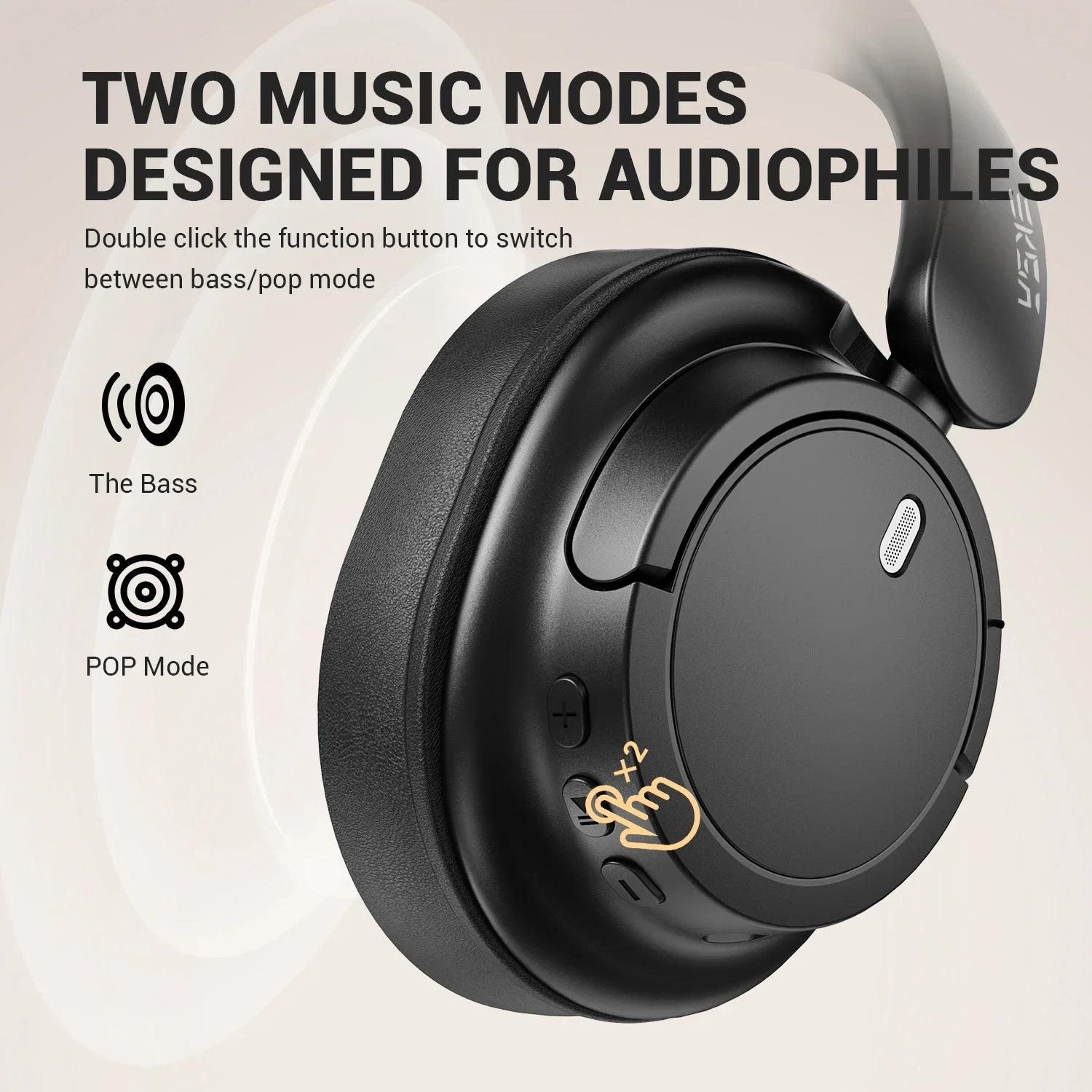 Oneodio EKSA V16 casque sans fil Bluetooth 5.3 sur l'oreille casque avec micro Mode basse/Pop hi-res