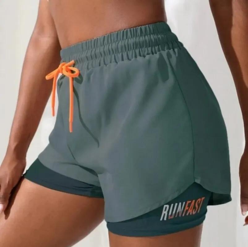 Short de Yoga taille haute pour femmes, avec contrôle de proximité élastique, short de course, faux 