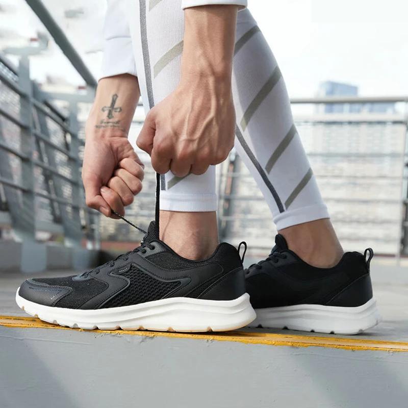 Xtep-Chaussures de course en maille respirante pour homme, baskets de sport, marathon, noir, blanc, 