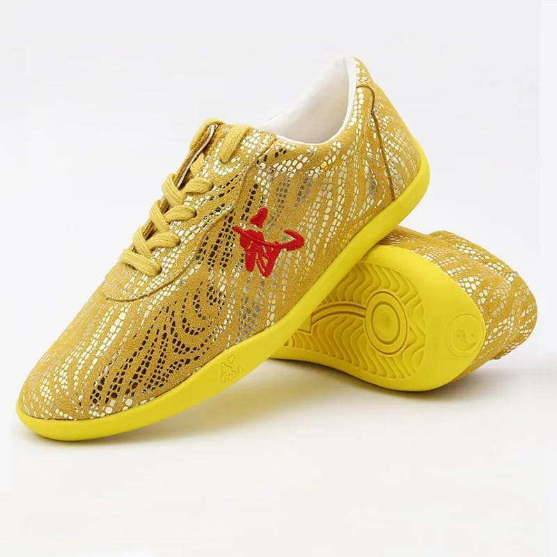 Chaussures chinoises de Wushu en cuir véritable, Taolu, Kungfu, pour la pratique des arts martiaux, 