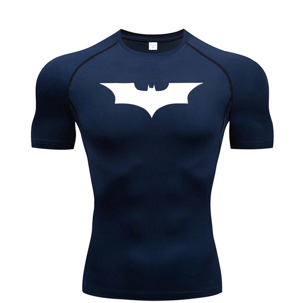 Chauve-souris imprimé hommes T-Shirt serré course Compression Compression T-Shirt salle de sport Fit