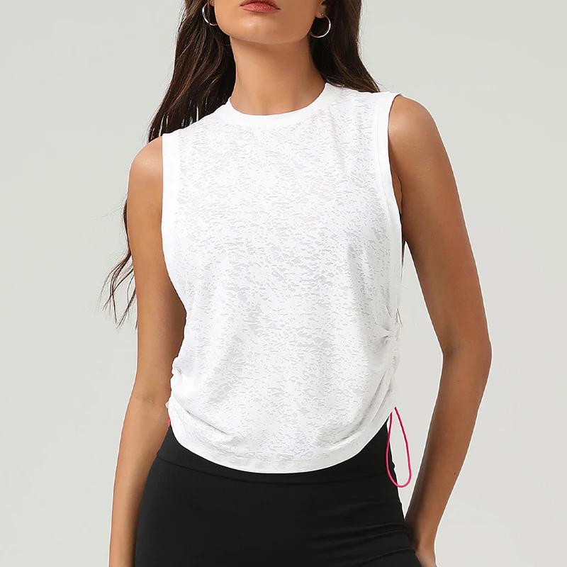 Chemise de Yoga sans manches pour femmes, couleur unie, ample, haut de course, respirant, séchage ra