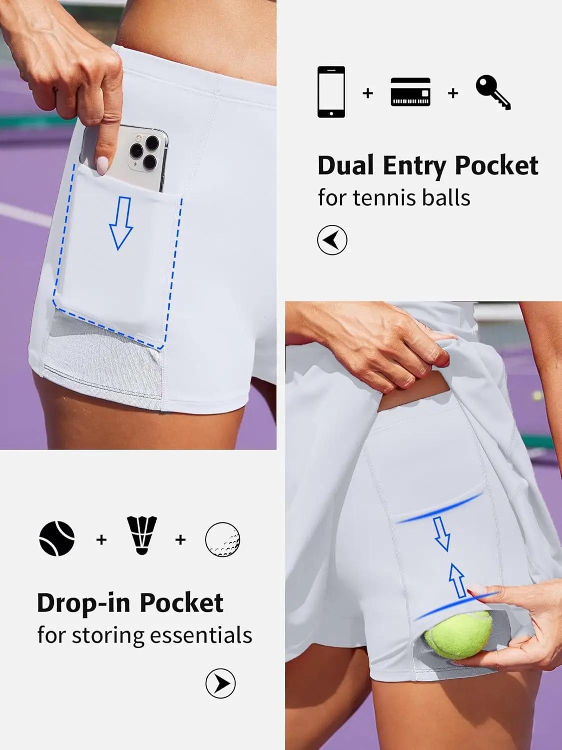 Robe de Tennis Anfilia Femmes - Col Polo avec Short Intégré Poches et Coussinets Mobiles Silhouette Ligne A
