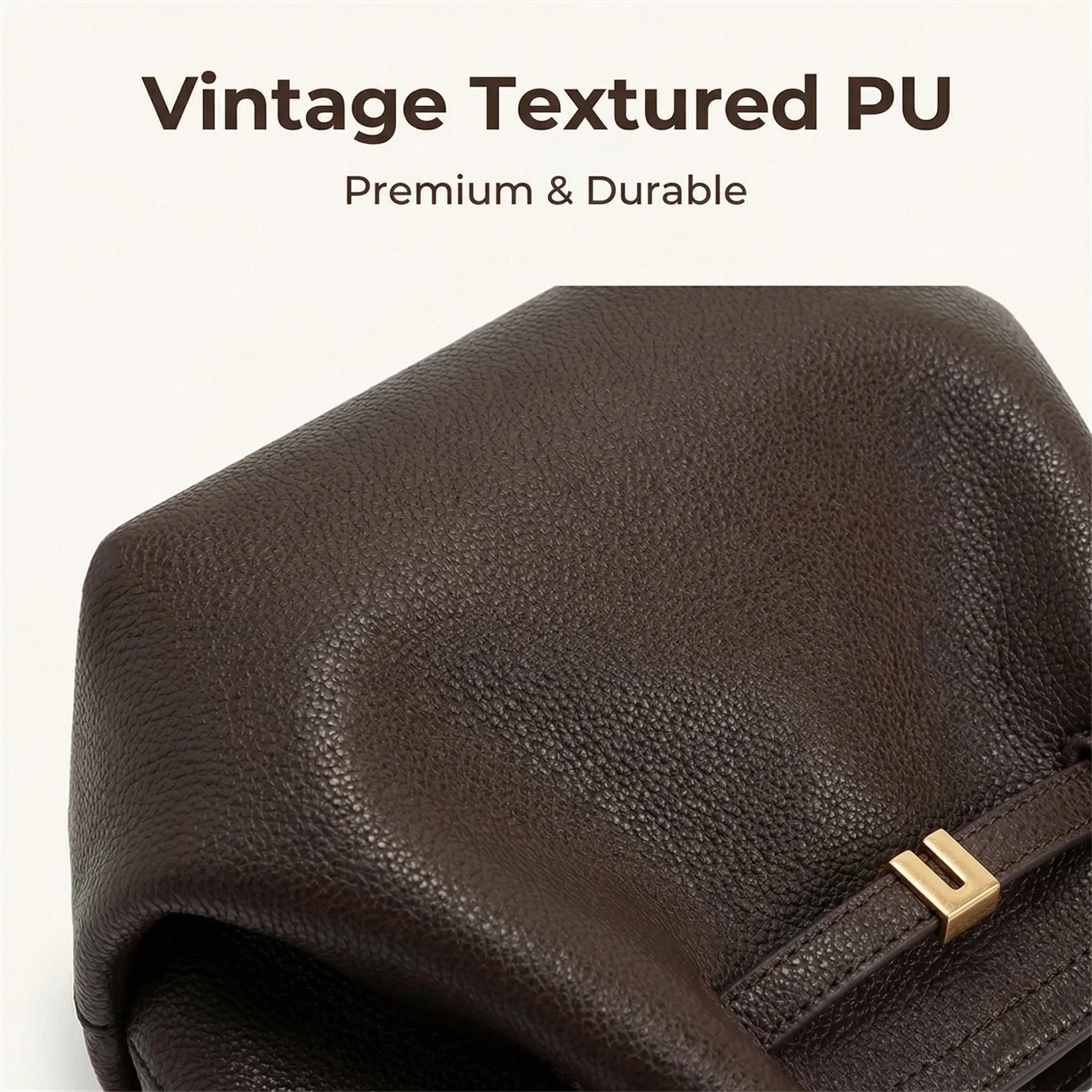 Sac à bandoulière vintage brun foncé JW PEI, sac fourre-tout en cuir vegan pour femmes, sac à main d