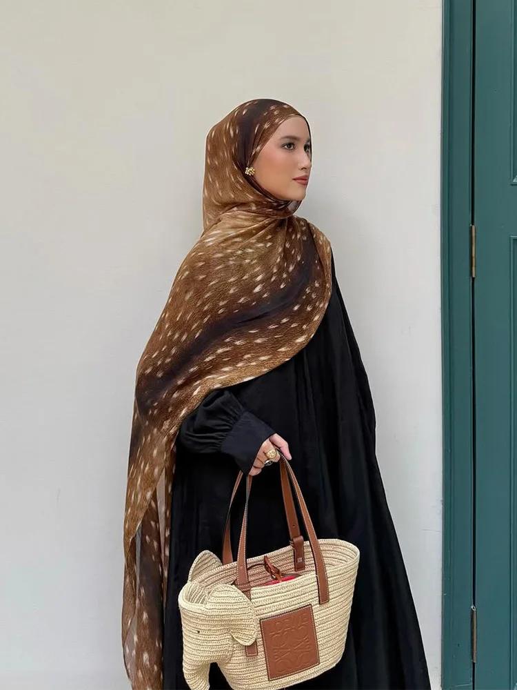 Bohème cerf imprimé Hijabs femmes aquarelle châle doux musulman Hijabs Modal coton léger enveloppeme
