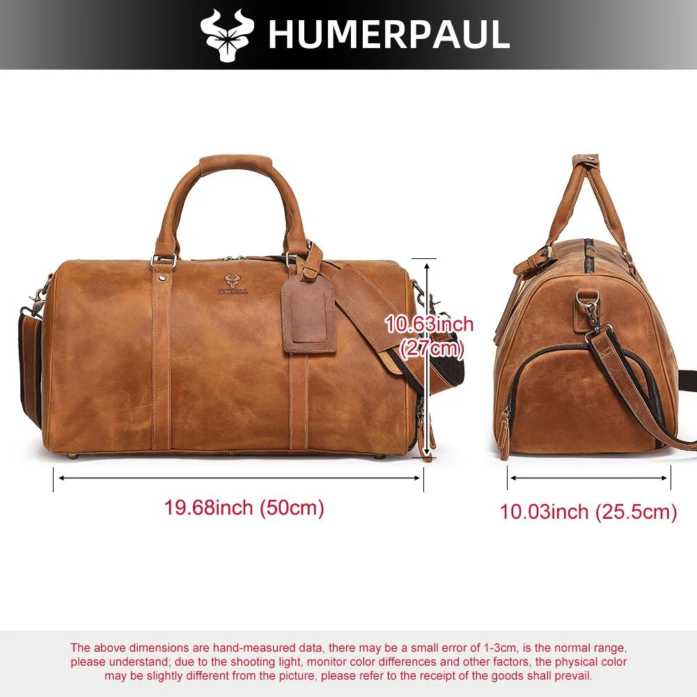 Sac de sport en cuir Crazy Horse pour hommes, sac de voyage de grande capacité pour ordinateur porta