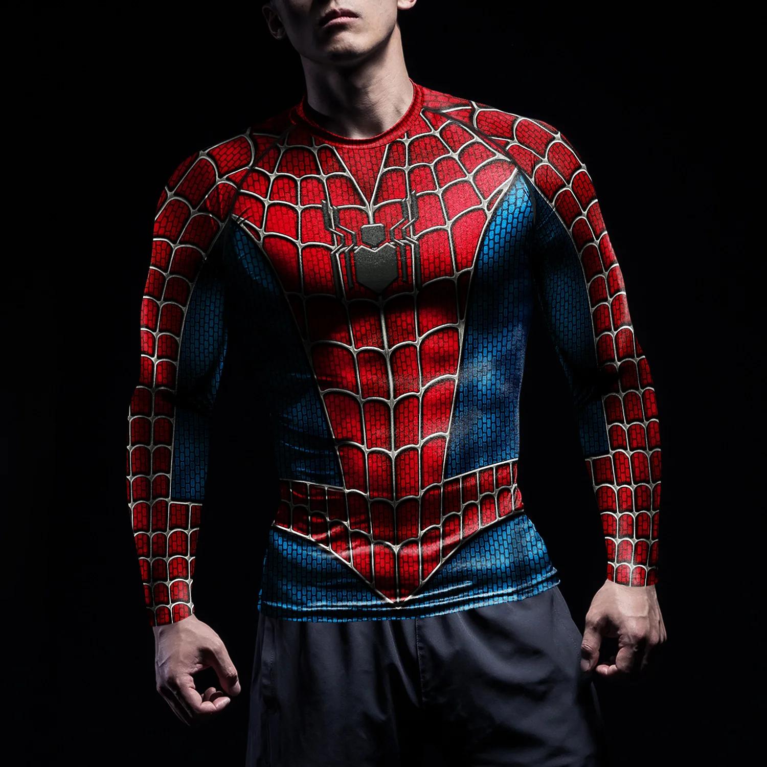 Chemises compression hommes NADANBAO protection éruptions cutanées cosplay super-héros motif araignée