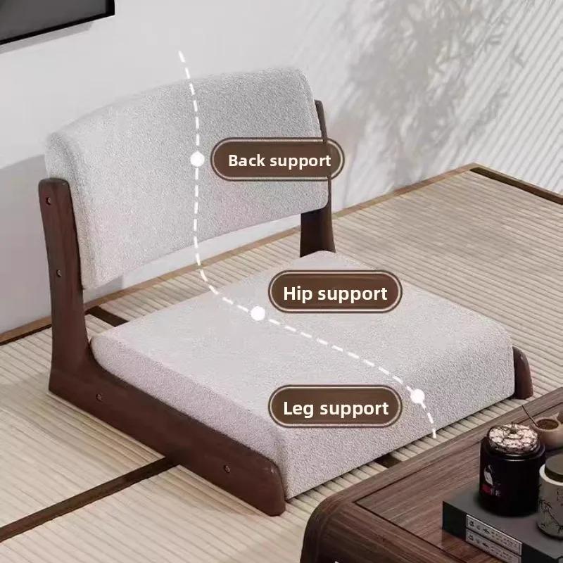 Dossier de chaise de sol en bois massif, siège Tatami pour lit et rebord de fenêtre, chaise longue s