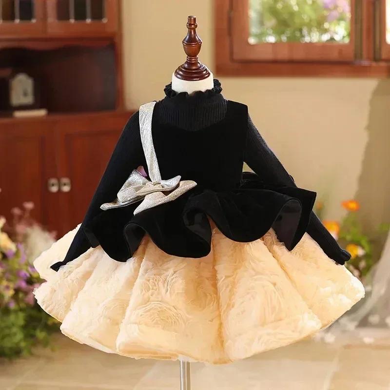 Nouvelles Robes de Bal Princesse 3D Flowe Fluffy pour Filles, Robes de Soirée Enfants 1-12 ans, Robe