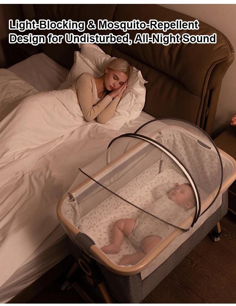 Lit bébé multifonctionnel avec réglage de hauteur pliable, berceau, lit de couchage, lit d'appoint p