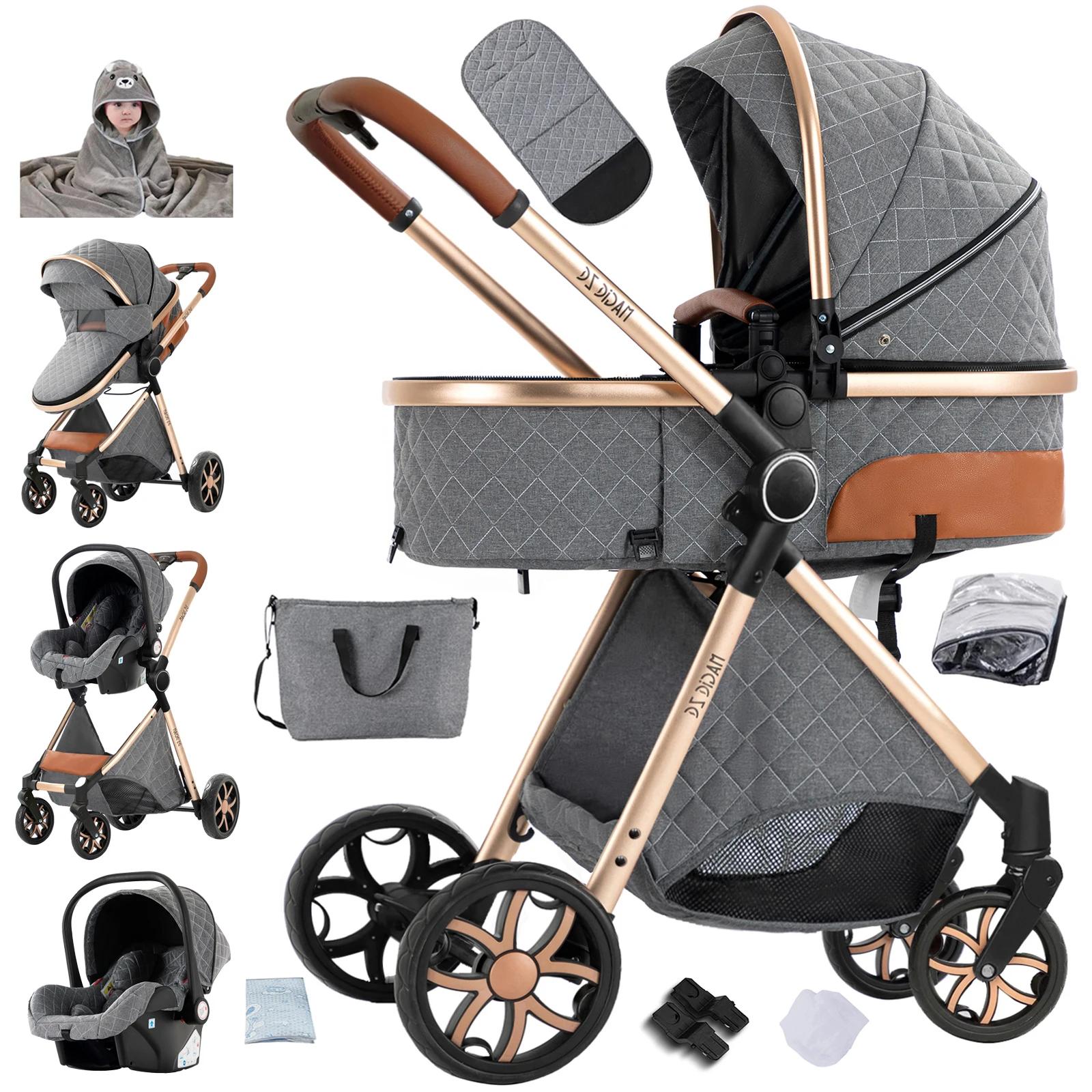 Poussette Bébé 3-en-1 Dynamique, Élégante et Fonctionnelle avec Siège Auto Sécurisé, Nacelle Confort