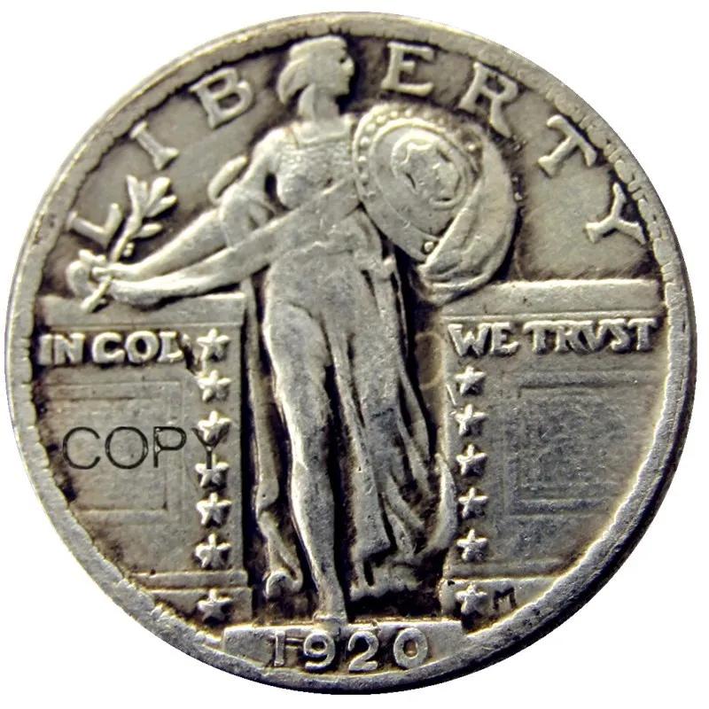 Pièce de monnaie plaquée argent du quart de liberté debout des États-Unis 1916-1924