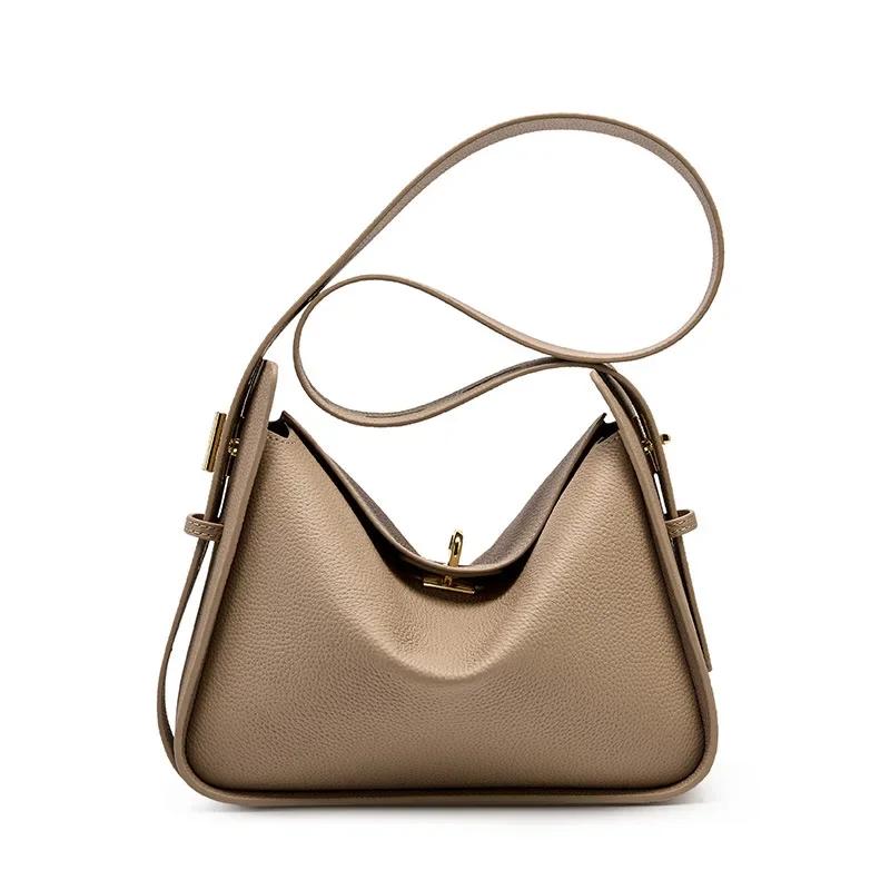 Sac à bandoulière en cuir de vachette véritable pour femme, design de niche, initié