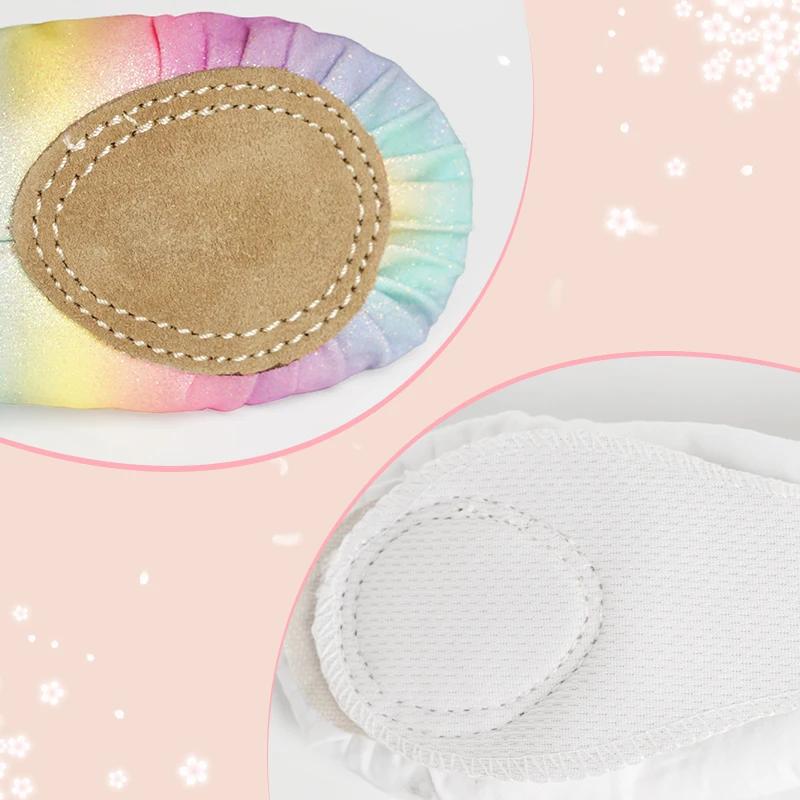 Chaussures de ballet pour filles à paillettes irisées - Pantoufles souples pour enfants danse