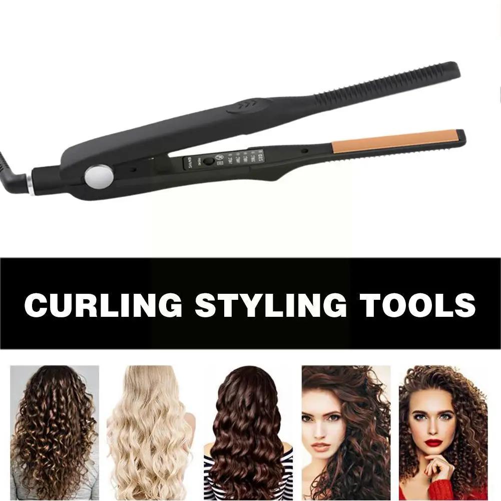 Lisseur et boucleur 2-en-1, petit fer plat en céramique, outil de coiffage pour cheveux courts, pour