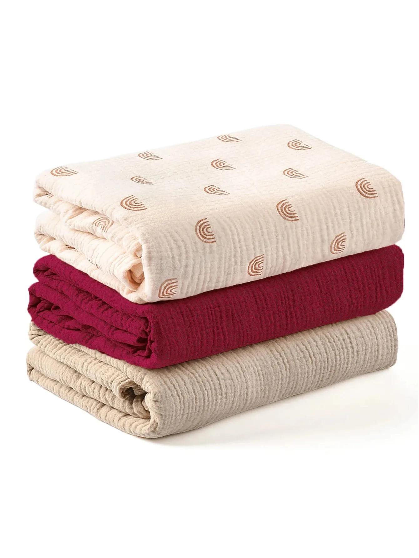 Lot de 3 langes en mousseline pour bébé, doux et respirants, pour nouveau-nés, garçons et filles