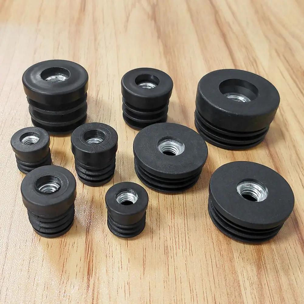 Bouchon de tuyau rond en plastique noir, trou d'écrou, tuyau intérieur, meubles, table, chaise