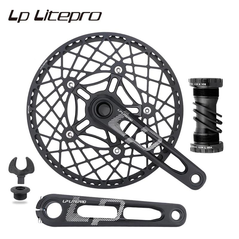 LP Litepro-Manivelle de vélo pliante en alliage d'aluminium, plateau simple, pédalier de vélo, plate