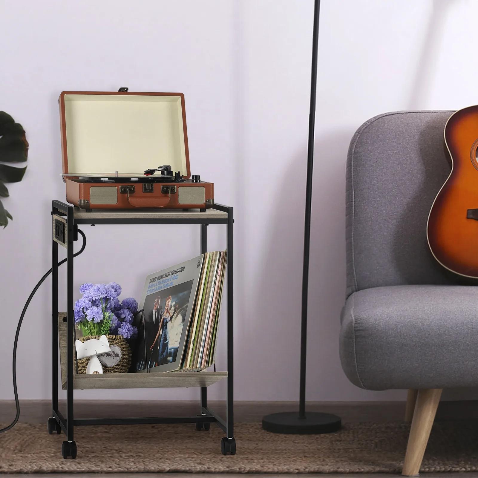 Support de tourne-disque coloré avec rangement d'enregistrement, armoire de rangement en vinyle avec