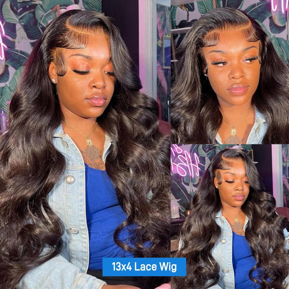 Perruque Lace Front Wig Body Wave Brésilienne Naturelle, Cheveux Humains, Sans Colle, 30 32 34 Pouce