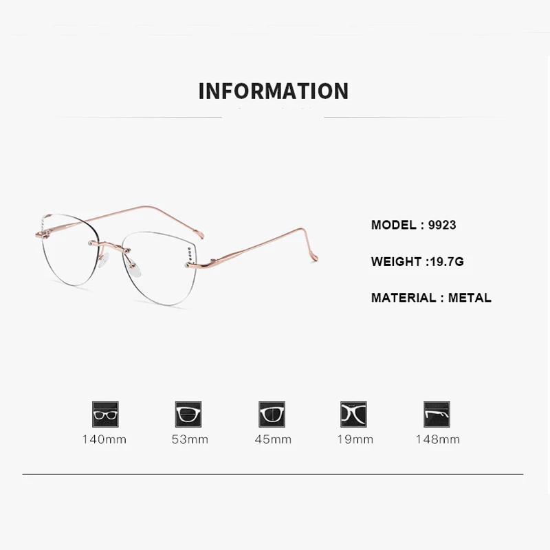 Lunettes ultralégères sans cadre pour femmes, monture de couleur changeante, pour myopie, mode chat,
