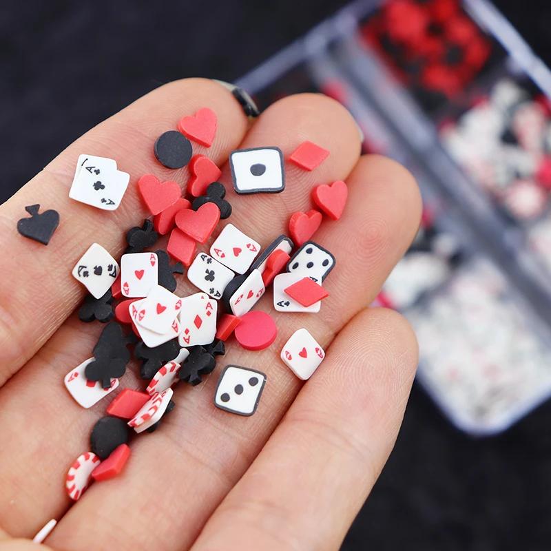Cartes à jouer accessoires pour ongles breloques à assembler soi-même pique un Poker tranches d'argi