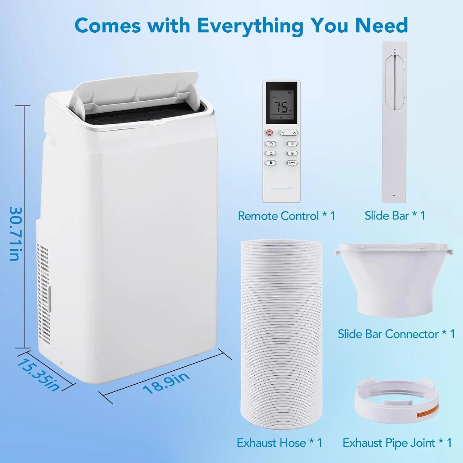 Climatiseur portable 3 en 1, 14,000 BTU, silencieux, avec télécommande, aquarelle intégrée, ventilat