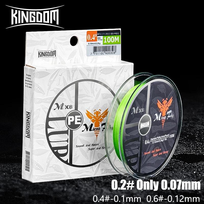 Ligne de pêche tressée Kingdom Microfly 4 brins en PE 0.2 #   0.4 #   0.6 #   Fil de pêche à la carp