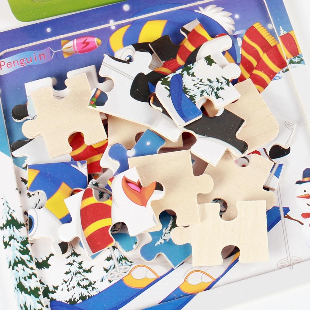 20 pièces Puzzle en bois animaux de bande dessinée voiture lettre numéro modèle Puzzles jeu enfants 