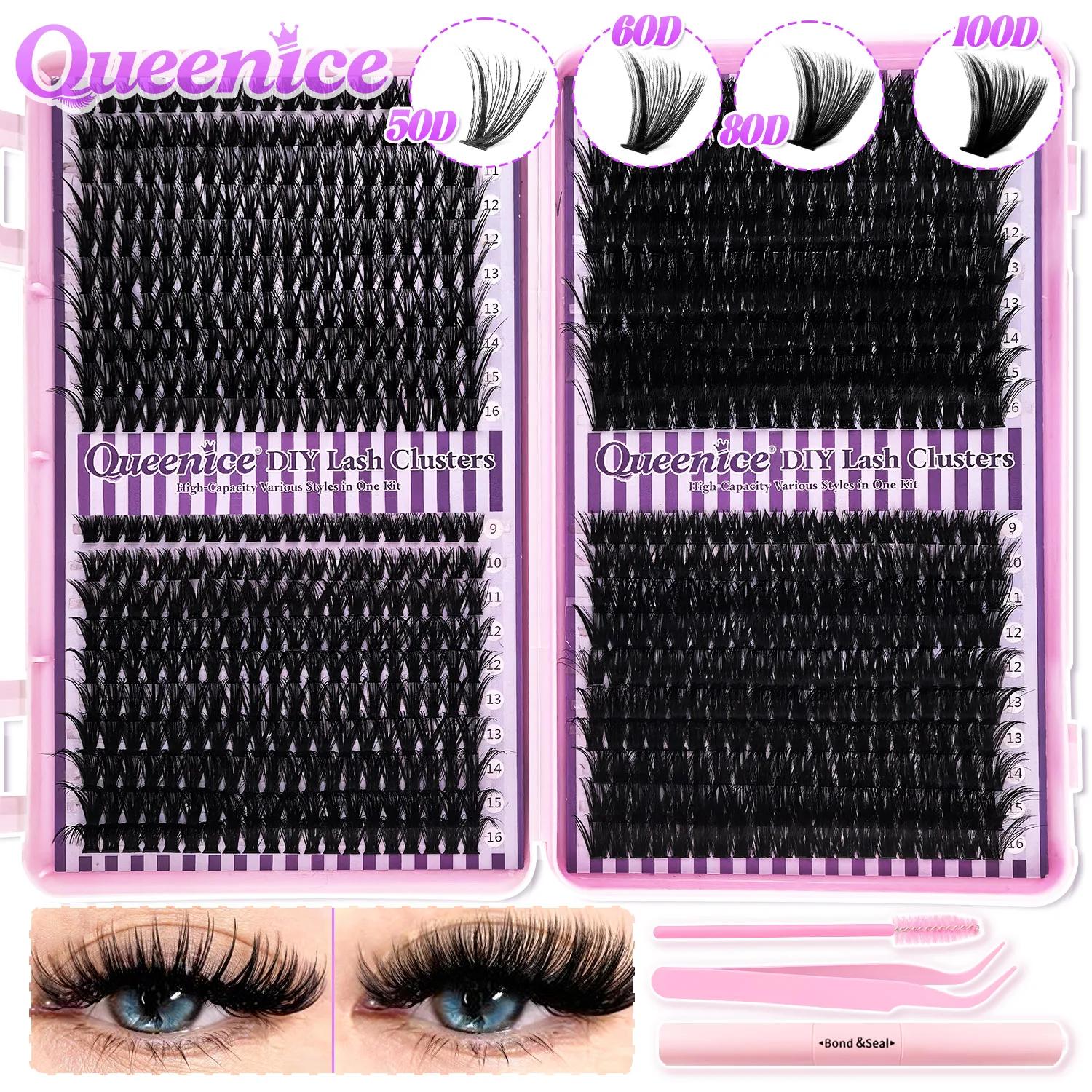 QUEENICE cils grappe bricolage Extension de cils plateau mixte grappes cils moelleux cils individuel