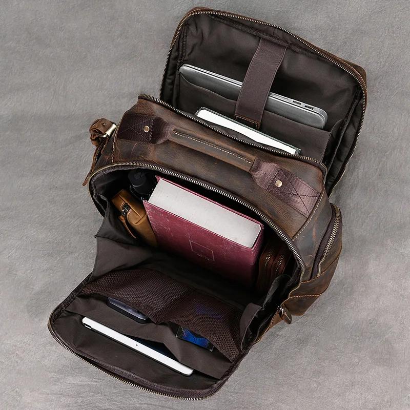 Luufan Vintage en cuir véritable homme voyage sac à dos Fit 15 "ordinateur portable sac à dos en cui