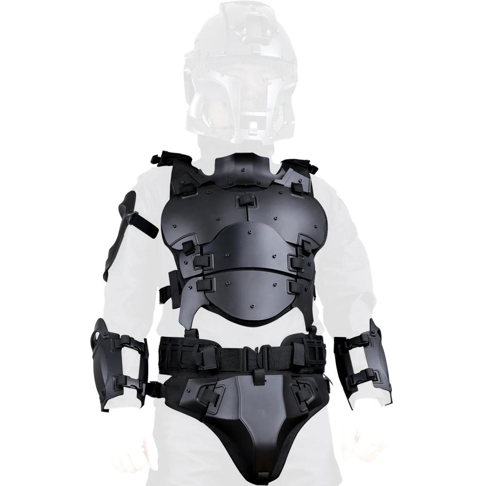 Armure tactique avec gilet de protection, coudière, plastron, entrejambe, joint de taille, taille ré