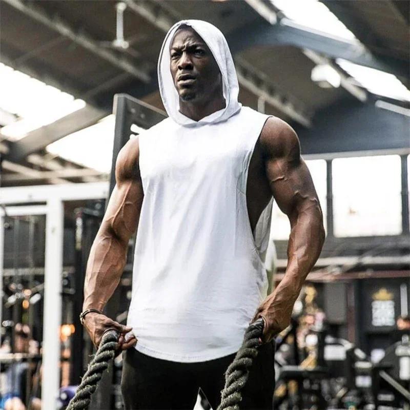 Sweat à capuche de musculation pour hommes, débardeur sans manches, de Fitness, de course, Singlets 